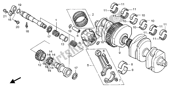 All parts for the Crankshaft & Piston of the Honda CB 1000F 1995