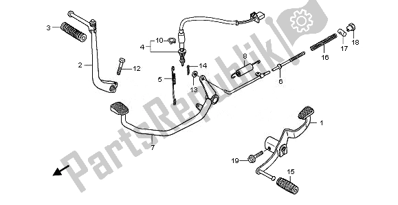 Alle onderdelen voor de Pedaal & Kick Startarm van de Honda ANF 125 2010