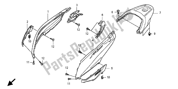 Alle onderdelen voor de Lichaams Dekking van de Honda SH 300R 2012