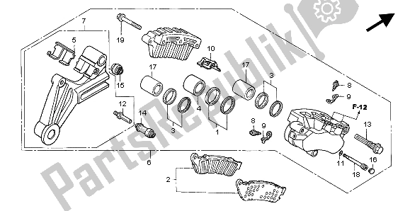 Toutes les pièces pour le étrier De Frein Arrière du Honda XL 1000V 2004