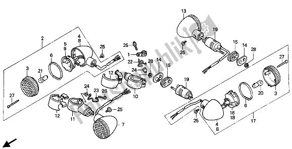 All parts for the Winker of the Honda VT 600 CM 1991