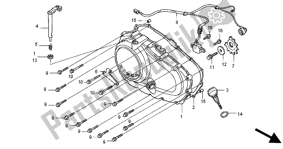 Alle onderdelen voor de Rechter Carterdeksel van de Honda CB 500 2000