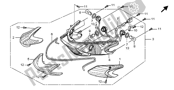 All parts for the Rear Combination Light of the Honda SH 125R 2010