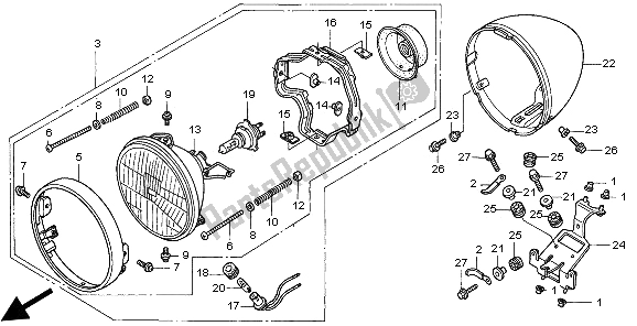 Todas as partes de Farol (eu) do Honda VT 750C2 1997