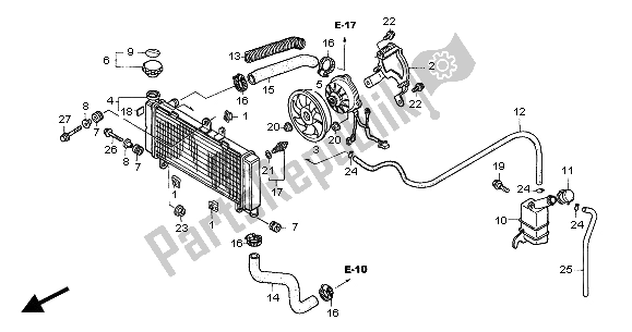 Alle onderdelen voor de Radiator van de Honda CBF 600 SA 2004