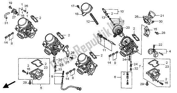 Todas las partes para Carburador (componentes) de Honda CB 600F Hornet 2002
