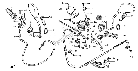 Alle onderdelen voor de Handvat Hendel & Schakelaar & Kabel van de Honda PES 125 2010