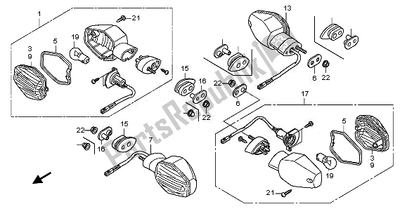 Todas as partes de Piscadela do Honda CB 600F Hornet 2010