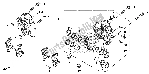 All parts for the Front Brake Caliper of the Honda CB 1000R 2013