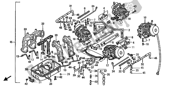 All parts for the Carburetor (assy.) of the Honda ST 1100A 1993