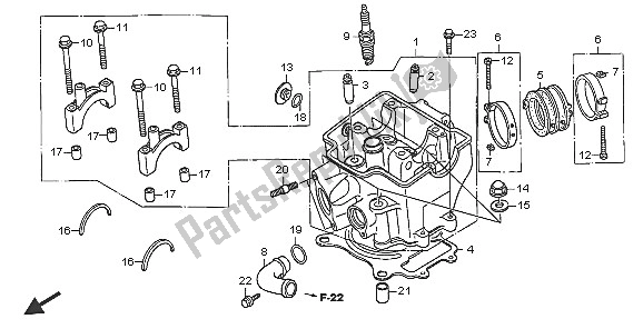 All parts for the Cylinder Head of the Honda CRF 250R 2005