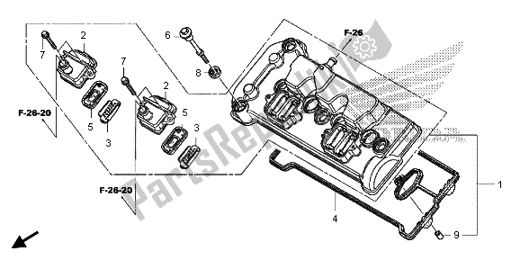 All parts for the Cylinder Head Cover of the Honda CBR 600 RA 2013