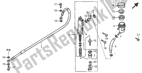 All parts for the Rr. Brake Master Cylinder of the Honda CR 85R SW 2005