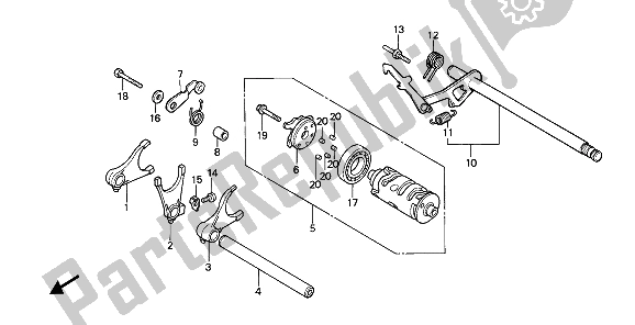 All parts for the Gearshift Drum of the Honda NTV 650 1988