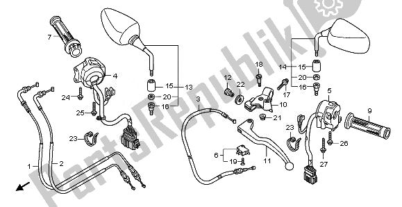 Todas as partes de Alavanca De Manivela E Interruptor E Cabo do Honda CB 600 FA Hornet 2011