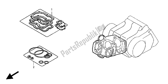 Alle onderdelen voor de Eop-1 Pakkingset A van de Honda TRX 90 2012