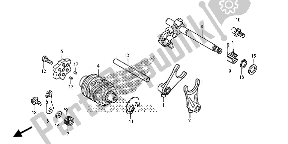 All parts for the Gearshift Drum of the Honda CRF 125F SW 2014