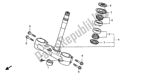 All parts for the Steering Stem of the Honda CR 250R 2000
