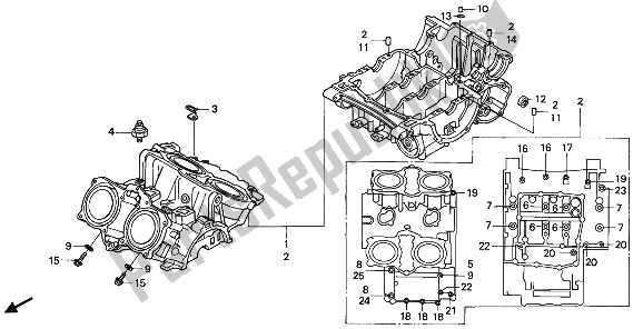 All parts for the Crankcase of the Honda VFR 750F 1990