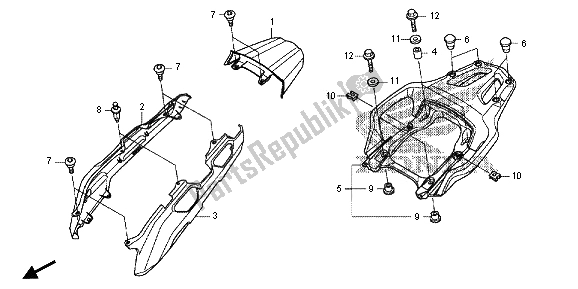 All parts for the Rear Cowl & Carrier of the Honda VFR 1200X 2013