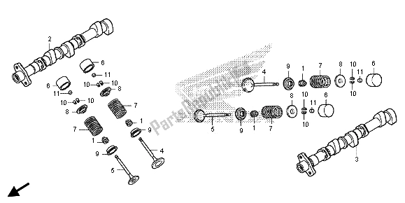 Todas las partes para árbol De Levas Y Válvula de Honda GL 1800B 2013