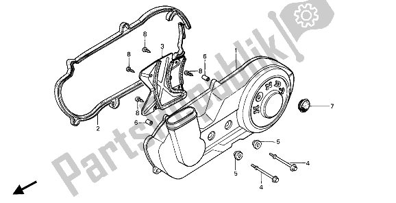 All parts for the Left Crankcase Cover of the Honda CN 250 1 1994