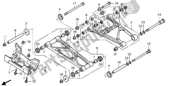 Alle onderdelen voor de Achterste Arm van de Honda TRX 680 FA Fourtrax Rincon 2009