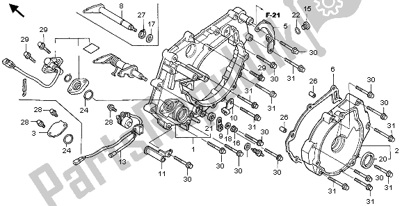 Todas las partes para Tapa Trasera Del Cárter de Honda TRX 350 FE Fourtrax Rancher 4X4 ES 2003