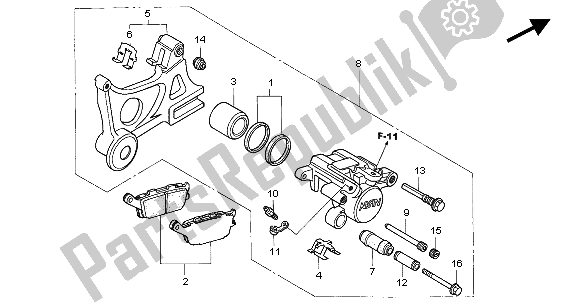 Tutte le parti per il Pinza Freno Posteriore del Honda CBR 600F 2004