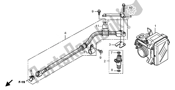 All parts for the Throttle Body of the Honda FES 125A 2008