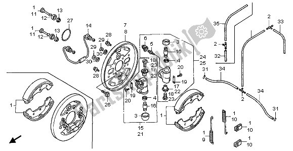 Todas las partes para Panel De Freno Delantero de Honda TRX 350 FE Fourtrax Rancher 4X4 ES 2000