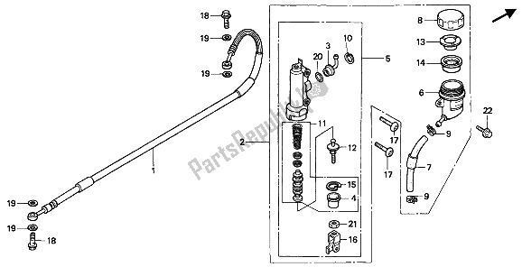 Todas las partes para Cilindro Maestro Del Freno Trasero de Honda CR 500R 1 1992