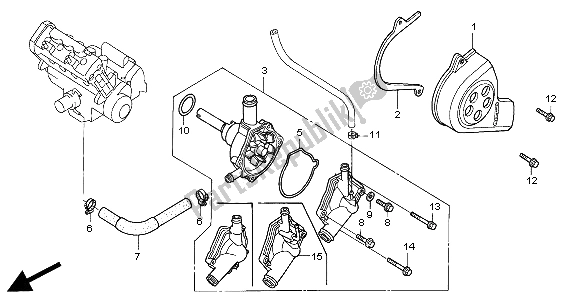 All parts for the Water Pump of the Honda CBR 600F 2000