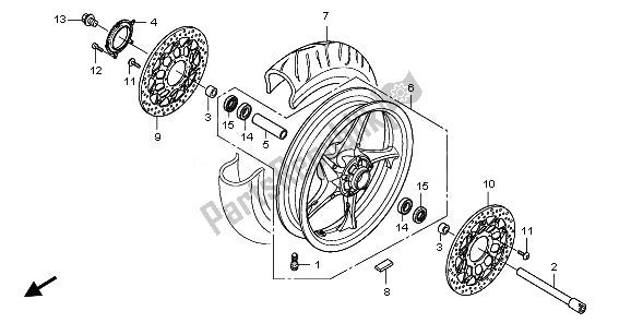 All parts for the Front Wheel of the Honda VFR 1200 FDA 2010