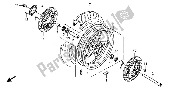 All parts for the Front Wheel of the Honda VFR 1200 FDA 2010