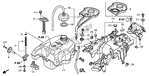 Toutes les pièces pour le Réservoir D'essence du Honda TRX 420 FE Fourtrax Rancher 4X4 ES 2011