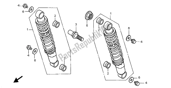 All parts for the Rear Cushion of the Honda VT 750 DC 2002