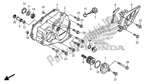 All parts for the Left Crankcase Cover of the Honda CRF 450R 2014