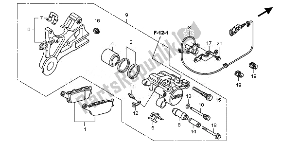 All parts for the Rear Brake Caliper of the Honda CB 600 FA Hornet 2008