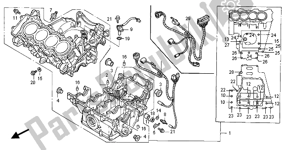 Alle onderdelen voor de Carter van de Honda CBR 600 FS 2001