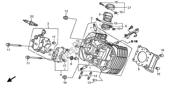 Alle onderdelen voor de Voorste Cilinderkop van de Honda XL 125V 2008