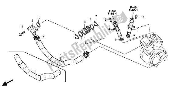 All parts for the Water Pipe of the Honda VT 750 CS 2012