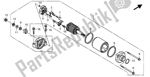 All parts for the Starting Motor of the Honda CBF 600 SA 2010