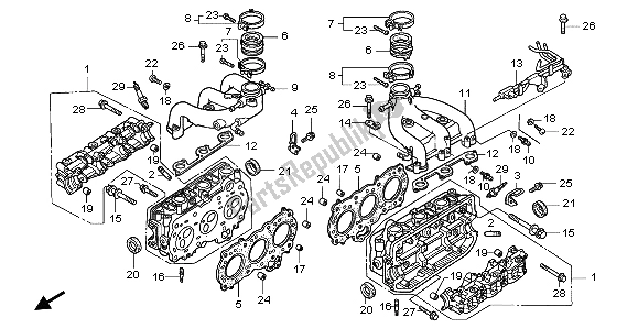 All parts for the Cylinder Head of the Honda GL 1500 SE 1999