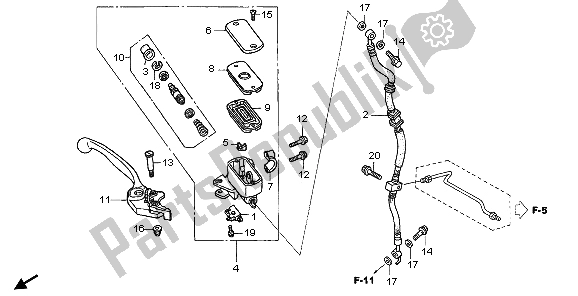 All parts for the Fr. Brake Master Cylinder of the Honda VFR 800 2007