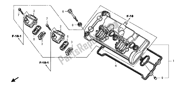 All parts for the Cylinder Head Cover of the Honda CB 600 FA Hornet 2012