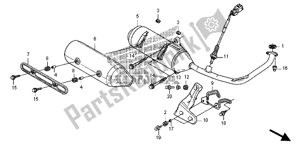 All parts for the Exhaust Muffler of the Honda FES 125 2012