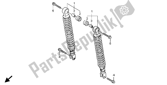 All parts for the Rear Cushion of the Honda SH 150 2006