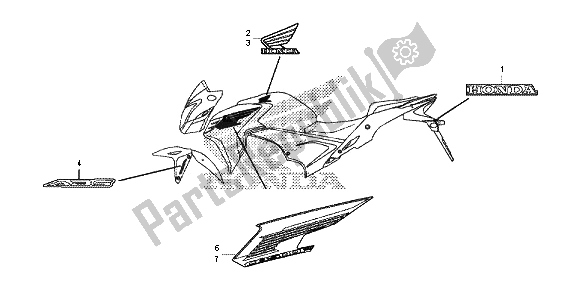 Todas as partes de Marcar E Riscar (1) do Honda CB 500 FA 2013