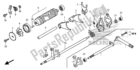 Alle onderdelen voor de Schakelvork van de Honda TRX 420 FE Fourtrax Rancher 4X4 ES 2013